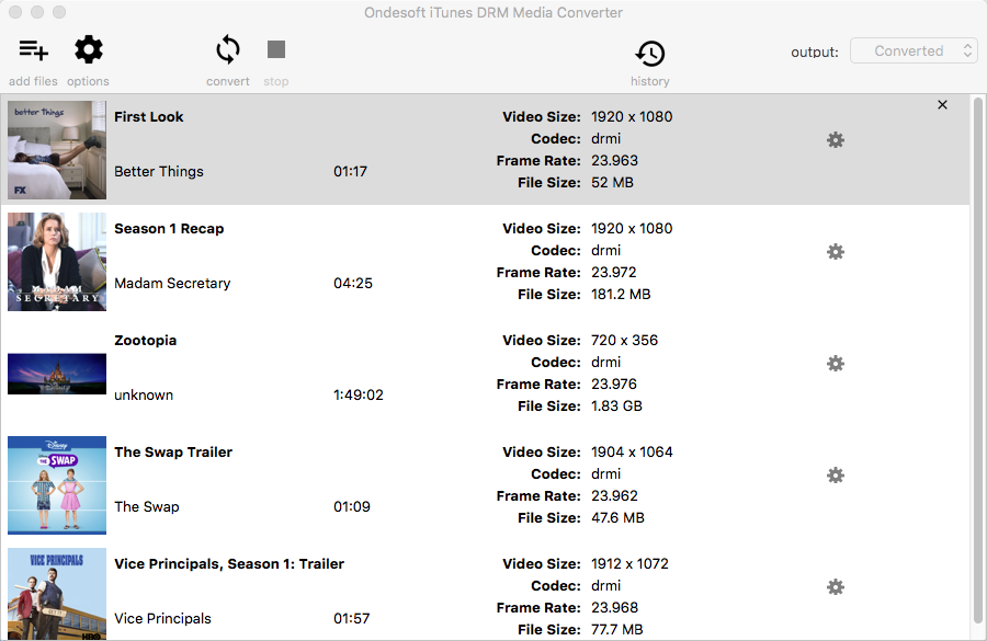 add itunes m4v to convert to remove drm